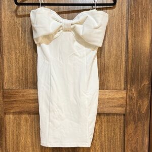 12th Tribe Cream Strapless Dress with Bow
